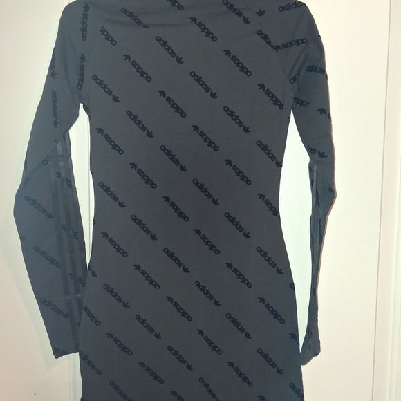 Adidas Women's Black/Gray Body Con Long Sleeve Dress - Picture 4 of 8